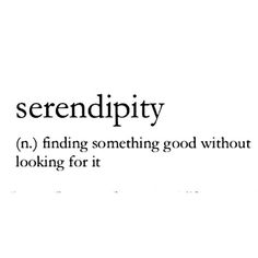 the words serendipity are written in black and white, with an image of a