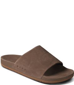 From REEF&#x2C; the Men's Ojai Suede Slides feature:Responsibly-sourced premium suede upperLeather liningLined with butter-soft glove leatherCushioned footbedAnatomically contoured footbed topped with a rich suedeRubber outsoleImported. Comfortable Slip-on Slides With Cork-bed Midsoles, Casual Brown Slides With Cork-bed Midsoles, Suede Slides With Cork-bed Midsoles, Suede Footbed Sandals With Cork-bed Midsoles, Suede Slides With Cork-bed Midsoles And Open Toe, Soft Gloves, Suede Slides, Mens Shoes Sandals, Slides