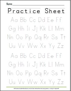 a printable practice sheet with letters and numbers