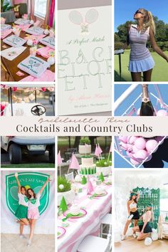 Unique Hens Party Ideas, Country Club And Cocktails Bachelorette, Golf And Tennis Theme Party, Sporty Bachelorette Party, Country Club Birthday Party, Tennis Themed Bachelorette Party, Country Club Bachelorette Party, Country Club Party Theme