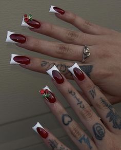 Red Kiss Nails, Red Nail Inspo Square, Red Croc Nails, Red Chrome French Tip Nails, Short Square Red Nails, Red Valentines Day Nails Acrylic, Red Nail Acrylic, Nails Ideas Short, 2025 Vibes