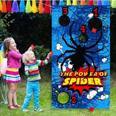 Spider-Man Bean Bag Toss Party Game. Comes With 4 Small Bean Bags , Ribbon/String For Hanging And The Large Spider Hanging With Rings To Hit. Design Is Different Than Shown Above ( For Visual Purposes Only) Nwt Please Ask Any Questions Needed And I Have Multiple Available . Bundle For A Discount Hero Decorations, Superhero First Birthday, Small Bean Bags, Carnival Games For Kids, Superhero Theme Party, Birthday 4, Avenger Birthday Party, Spiderman Party, Avengers Birthday