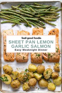 sheet pan lemon garlic salmon with potatoes and green beans