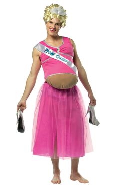 Pregnant Prom Queen Costume - Fancydress.com Funny Mens Costumes, Prom Queen Costume, Costume Bodysuit, Pregnant Halloween Costumes, Mens Bodysuit, Prom For Guys, Skirt Details, Pregnant Halloween, Prom Queen