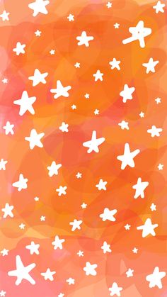 an orange and white background with stars on the bottom right hand corner, as well as some smaller ones in the middle