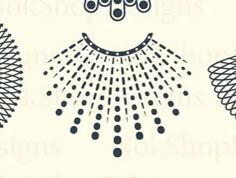 three different types of necklaces on a white background with black and blue dots in the middle