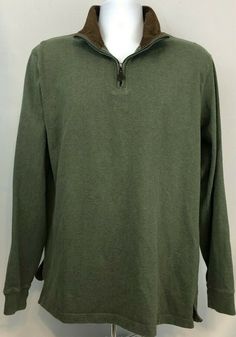 Mens Lands End Sweater 1/4 quarter zipper Green  Brown Collar  Brown elbow patches Size: Large 42-44 Buy with confidence based on my excellent feedback. C187B6 Sweater Brown, Elbow Patches, Brown Sweater, Green Sweater, Green Brown, Green And Brown, Lands End, Quarter Zip, Men Sweater