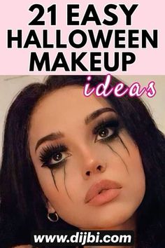 Halloween Makeup Minimalist, Easy Face Paint For Halloween, Halloween Dead Makeup, Simple Makeup For Halloween, Halloween Make Up Ideas Easy Cute, Simple Face Painting Ideas Halloween, Halloween Makeup Scary Easy, Cheerleader Halloween Makeup