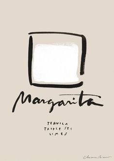 a black and white poster with the words margarita on it