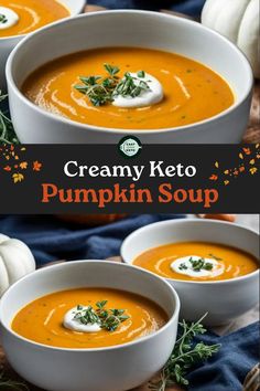 Creamy Keto Pumpkin Soup recipe for Fall Keto Pumpkin Soup, Pumpkin Puree Recipes Healthy, Pumpkin Keto, Canned Pumpkin Recipes, Pumpkin Puree Recipes, Low Carb Soup Recipes, Pumpkin Recipes Easy, Healthy Soups