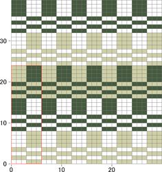 a cross - stitch pattern with green and white squares