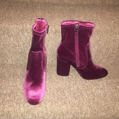 Brand New, Lovely Marc Fisher Pink Velvet Booties! No Returns. Approximately 4 Inch Heels. Bundle Two Or More For Additional Discounts. Womens Leather Combat Boots, Marc Fisher Boots, Pink Velvet Dress, Suede Cowboy Boots, Fur Ankle Boots, Dress Booties, Studded Ankle Boots, Black Suede Booties, Suede Leather Boots