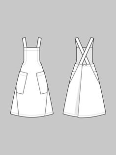 the front and back views of an apron dress