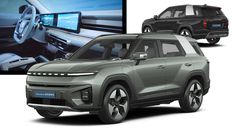 an suv is shown in three different views