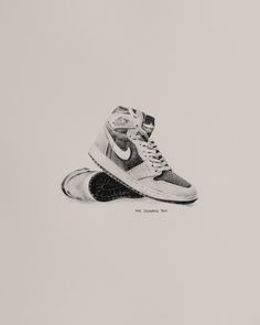 Introduced in 1985 in collaboration with basketball player Michael Jordan, the Nike Air Jordan 1 quickly became one of the most recognizable sneakers of all time. The shoe revolutionized the sneaker industry and was loved by sneakerheads and fashion enthusiasts alike. Today, the Air Jordan 1 is a classic and continues to be produced and sold by Nike. The picture was drawn in pencil and then digitized. Our framed prints combine the highest quality materials with the highest level of craftsmanship Air Jordans Drawing, Air Jordan 1 Drawing, Nike Air Jordan Drawing, Jordan 1 Sketch, Jordan 1 Drawing, Air Jordan Sketch, Air Jordan 1 Line Art, Prints For Walls Jordans, Ball Wall Art