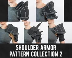 Every costume needs cool pauldrons! Here are 5 more interesting shoulder armor designs that can easily be scaled, altered or combined. Just use them as your starting point and add more layers or details to give them your own spin! This pattern collection includes: * Rider Shoulder * Goddess Shoulder * Bulky Shoulder * Spiky Shoulder * Double Shoulder I recommend using 10mm and 5mm low-density EVA foam (high density works too) as well as contact cement to create these pieces. Other materials (like Worbla) work as well of course! All patterns are based on my own body size, so print them larger or smaller to fit your own shoulders. You can find more instructions on how to make costume pieces and props in my tutorial books or on my YouTube channel. Just use these patterns as a base and add you Costume Armour Foam Armor, Cosplay Armor Template, How To Make Armor Diy, Cardboard Shoulder Armor, Cosplay For Men Ideas, Steampunk Shoulder Armor, Leather Shoulder Armor Pattern, Shoulder Pauldron Pattern, Foam Armor Tutorial