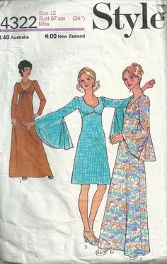 70s Fashion Women, Maxi Dress Pattern Sewing, Hippie Maxi Dress, Dress With Bell Sleeves, 70s Maxi Dress, Maxi Dress Pattern, 70s Style, Fashion Sewing Pattern, Sewing Pattern Sizes