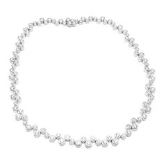 Tiffany & Co. Bubbles Platinum 10ct Diamond Necklace  This necklace comes with Tiffany & Co box.   Metal: Platinum Measurements:  Length: 15" Weight: 74.9 grams Width:  9mm Stones: 108 round brilliant cut diamonds VS1 clarity, G color total weight is approximately 10ct. Hallmarks: Tiffany & Co PT950 2002 T3432ooled  Please reference the dimensions in the description for the best approximate dimensions. Tiffany And Co Dainty Necklace, Tiffany Inspired Necklace, Silver Necklaces Tiffany & Co., Tiffany E Co Necklace, Tiffany Victoria, Tiffany And Co Box, Tiffany And Co Necklace, Silver Diamond Necklace, Tiffany Jewelry