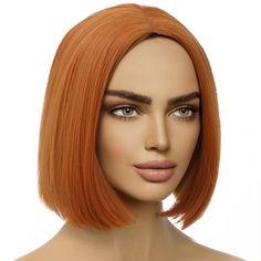 PRICES MAY VARY. 1.Color:Ginger.There Will Be Small Difference Between The Images and Product Due to The Light & Monitor Setting. 2.Material: Heat Resistant Synthetic Fiber,Can Be Straight & Curled. Please Keep The Temperature Below 150. 3.Length:10 Inches/26cm(±2Inches/5cm). Measured From "Crown to End". 4.Silky & Soft, Just Like Your Own Hair, Exquisite Comfortable and Natural. 5.Easy to ‌Instal, Easy to Take Off. Saving You More Time. You Can Wear It In Seconds. 6.Wig Cap Size:Average Size-22 Wigs Ginger, Brown Hair Wigs, Auburn Wig, Ginger Wig, Orange Wig, Short Straight Bob, Wigs Synthetic, Red Brown Hair, Straight Bob