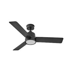 a black ceiling fan on a white background