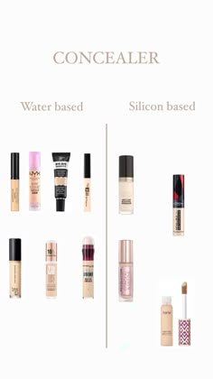 #concealer#water#silicon Silicone And Water Based Concealer, Water Vs Silicone Makeup, Silicone Vs Water Based Makeup Primer, Best Waterproof Concealer, Water Based And Silicone Based Makeup, Water And Silicone Based Makeup, Silicone Vs Water Based Primer, Water Vs Silicone Based Foundation, Silicone Makeup Products