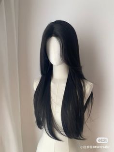 Black Wig Aesthetic, Black Hair Claim, Korean Black Hairstyle, Korean Black Hair, Black Long Wig, Black Hair Korean, Korean Long Hair