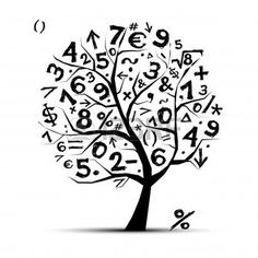 a tree with numbers and percentages in the form of a number, on a white background