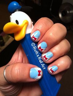 Donald Duck Nails #disney #nailart #ruthsnailart Disney Nails Donald Duck, Donald Duck Nails Design, Donald Duck Nails, Disney Manicures, Disneyworld 2023, Disney Closet