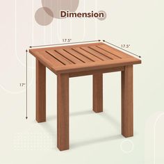 a wooden table with measurements for the top and bottom section, including one side missing