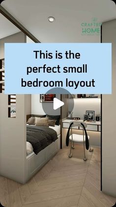 this is the perfect small bedroom layout for your house or apartment in an open floor plan