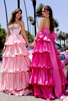 Portia and Scarlett PS25165 Dress | Portia and Scarlett Dresses | Formal Approach Hot Pink Formal Dress, Pink Formal Dress, V Neck Black Dress, Tiered Prom Dress, Dress Stores, Portia And Scarlett, A Line Prom Dress, Scarlett Dresses, Prom Dress Stores