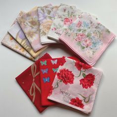 This handkerchief is square, the size is about 16", 17" handkerchief 16" = 6 pcs handkerchief 17" = 3 pcs Brand:  Japan Vintage Style, JUNKO KOSHINO, renoma, Sophisty, HANAE MORI Material: Cotton 100% Color: in Multicolor Condition: Used It is a very beautiful handkerchief. EXQUISITE!! Please, see to the picture  before bidding !!! Excellent condition in shape, color and pattern... Shipping Free Shipping handing WORLDWIDE. The package will be shipped directly from Thailand via standard airmail, Vintage Pink Handkerchiefs For Wedding, Vintage Pink Wedding Handkerchiefs, Vintage Handkerchiefs For Spring Gift, Vintage Cotton Handkerchiefs With Floral Print, Vintage Floral Print Cotton Handkerchiefs, Vintage Cotton Handkerchiefs For Spring, Retro Pink Handkerchiefs As Gift, Vintage Pink Handkerchief With Floral Print, Pink Cotton Handkerchief For Spring