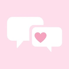 two white speech bubbles with a pink heart