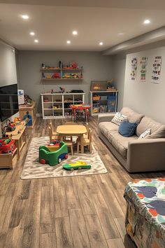 a living room filled with furniture and toys