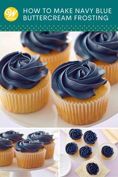 how to make navy blue buttercream frosting for cupcakes and cakes