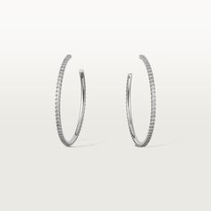 Cartier - Etincelle de Cartier earrings, large model - Earrings Woman White gold/Diamond - Etincelle de Cartier hoop earrings, large model, 18K white gold (750/1000), each set with 60 brilliant-cut diamonds totaling 1.40 carats. Please note that the carat weight, number of stones and product dimensions will vary based on the size of the creation you order. For detailed information please contact us. Model Earrings, Hoop Earrings Large, Cartier Earrings, Cartier Necklace, Luxury Earrings, Large Hoop Earrings, Cartier Ring, Single Earring, Rose Earrings