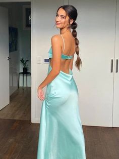 Jelissa | Spaghetti Straps Sheath Aqua Blue Prom Dress Formal Satin Pa – KissProm Summer Ball Dress, Aqua Blue Prom Dress, Prom Dresses Pictures, Dresses For Dance, Prom Dresses Inspiration, Best Prom Dress, Dresses Event, Short Wedding Dress Beach, Satin Party Dress