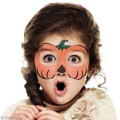 Maquillaje Halloween Infantil, Kids Halloween Face, Easy Halloween Face Painting, Pumpkin Face Paint, Maquillage Halloween Simple, Halloween Makeup For Kids, Face Painting Easy, Kids Face Paint