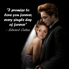 a man and woman hugging each other in front of a black background with a quote from edward