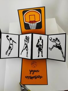 there are four cards with basketballs on them