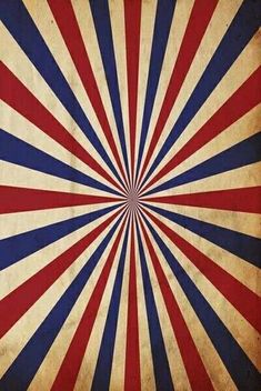 an image of a red, white and blue sunburst pattern on old paper