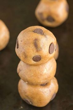 chocolate chip cookie doughnuts stacked on top of each other in the shape of a stack