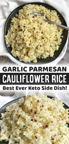 garlic parmesan cauliflower rice is the best ever keto side dish