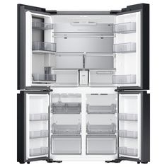 an open refrigerator with its doors wide open