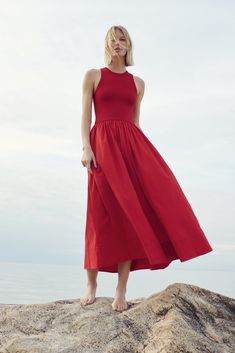 The RSVP Dress In Cherry Poplin Skirt, Clothing Wishlist, Style Tank Top, Midi Wrap Dress, Tank Top Dress, Todays Outfit, Halter Style, Latest Outfits, Sweatshirt Dress