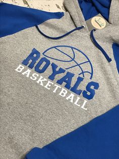 the royal's basketball hoodie is grey and blue