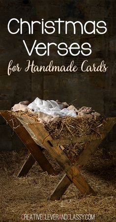 christmas verses for handmade cards with an image of a baby jesus in the manger