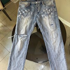 Style No. P001 9.5 Condition (Worn 2x Lightly) Missing Front Tag $150 Obo 220 Used On Most Sites Used $300+ Shipping New Free Shipping Purple Jeans, Jeans Color, New Man, Colored Jeans, Mens Jeans, Color Blue, Like New, Man Shop, Purple