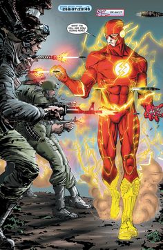 an image of a comic book cover with the flash and other characters in front of it