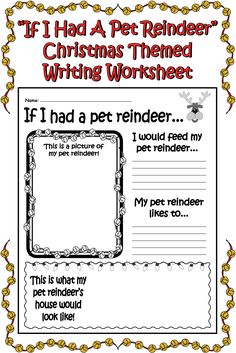 If I Had a Pet Reindeer... FREE Printable Christmas Worksheet! Pet Reindeer, Free Printable Christmas Worksheets, Reindeer Writing, Christmas Worksheet, Homeschool Christmas, Reindeer Printable, Christmas Teaching, Christmas Writing, First Grade Writing